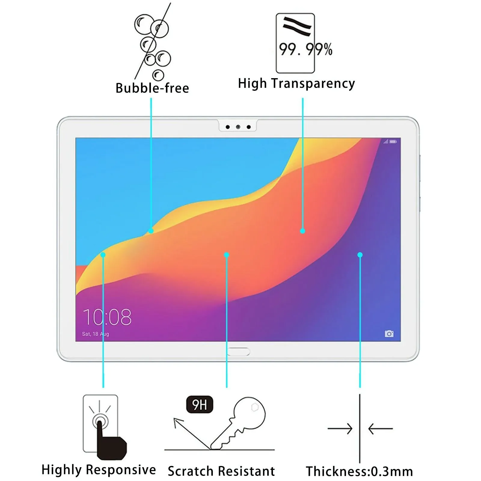 10.1 Explosion-Proof Tempered Glass Film For Honor Pad 5 - 9H 2.5D