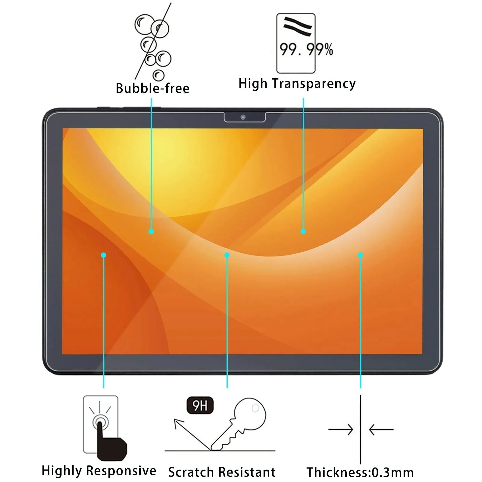 10.1 Explosion-Proof Tempered Glass Film For Luca Tablet - 0.3Mm 9H