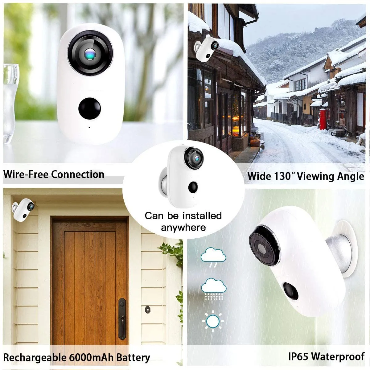 1080P Wireless Security Camera Rechargeable Battery with Motion Detection