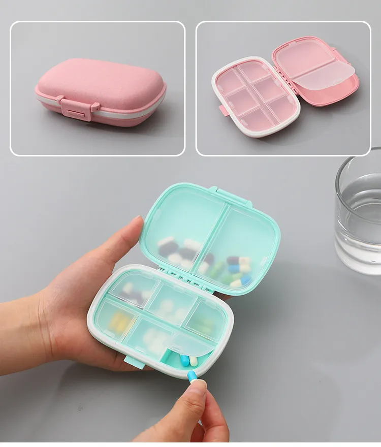 (11x8cm) Medication dispenser 8 compartments Dosett pill box Pill dispenser - Turquoise