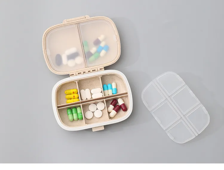 (11x8cm) Medication dispenser 8 compartments Dosett pill box Pill dispenser - Turquoise
