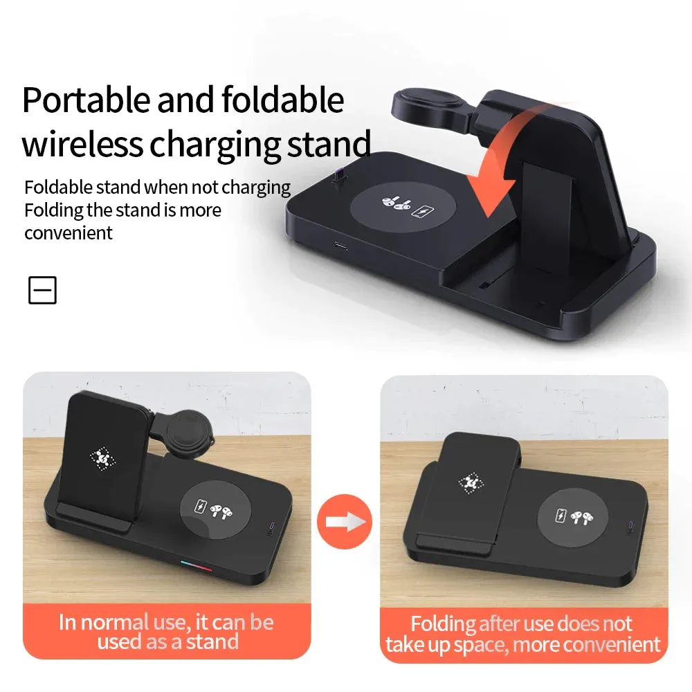 15w 3 in 1 Foldable Qi Fast Wireless Charging Station for Samsung S22 Galaxy Watch5 /4 Iphone 14/13 Apple Iwatch