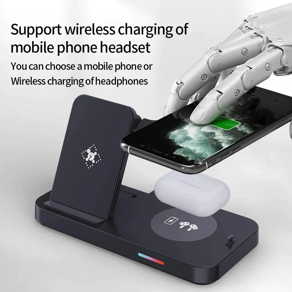 15w 3 in 1 Foldable Qi Fast Wireless Charging Station for Samsung S22 Galaxy Watch5 /4 Iphone 14/13 Apple Iwatch