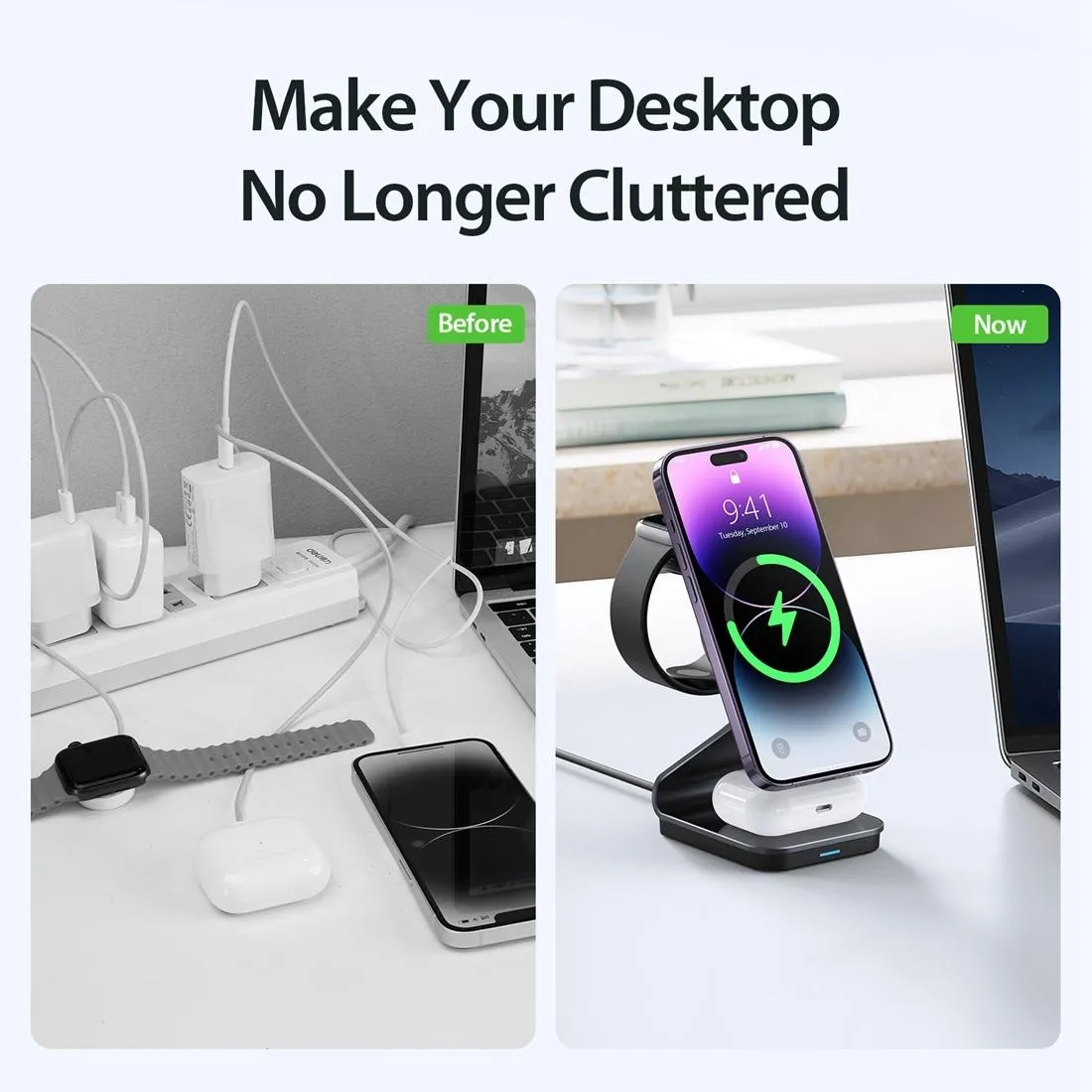 15W 3 In 1 Transparent Magnetic Wireless Charger