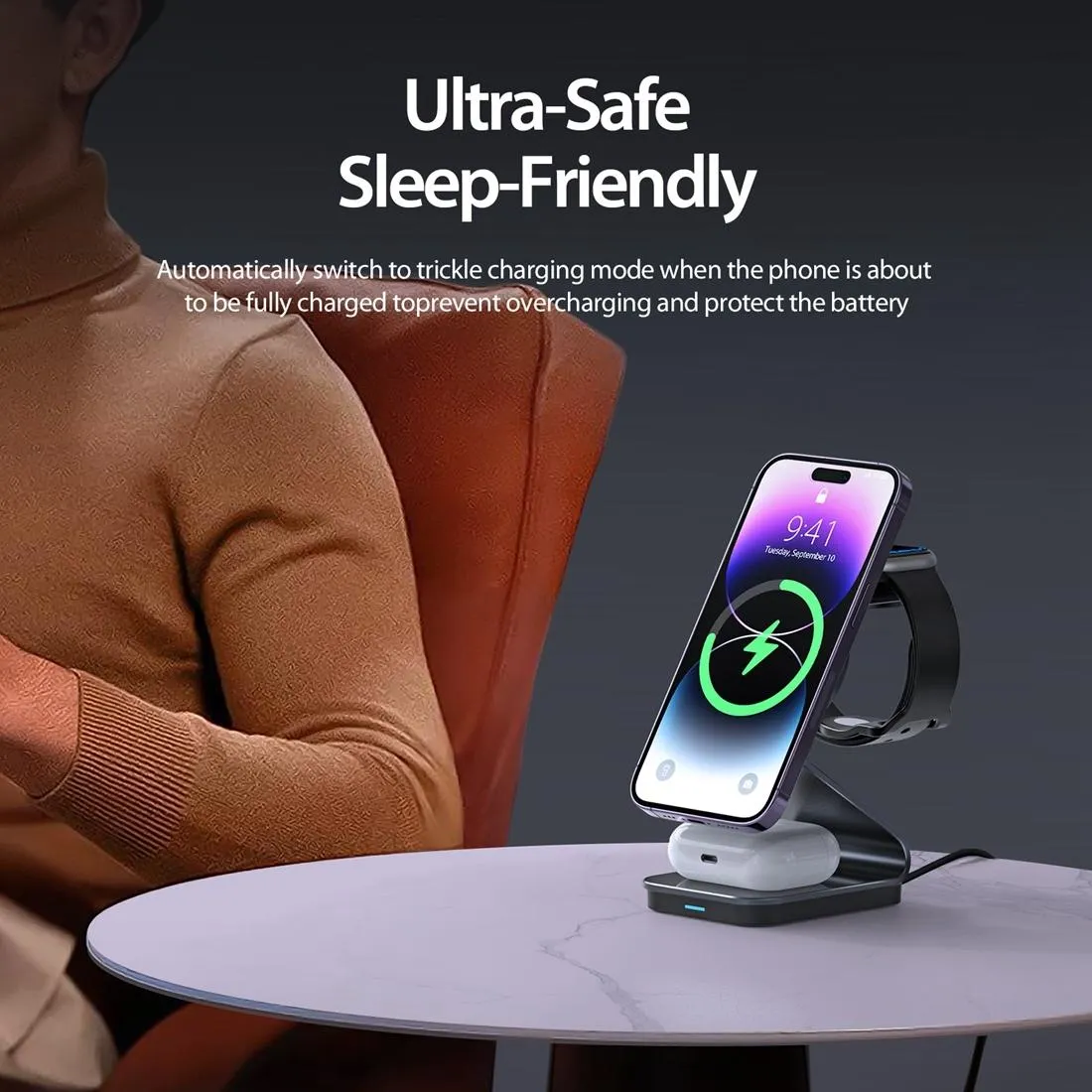 15W 3 In 1 Transparent Magnetic Wireless Charger