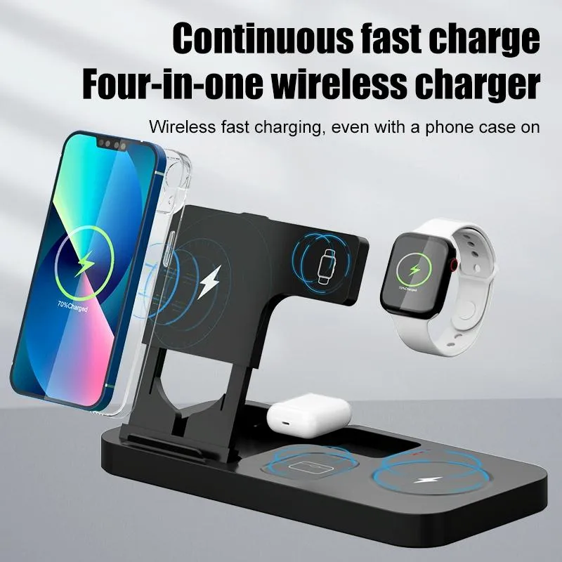 15W 4 In 1 Wireless Phone Charger Black