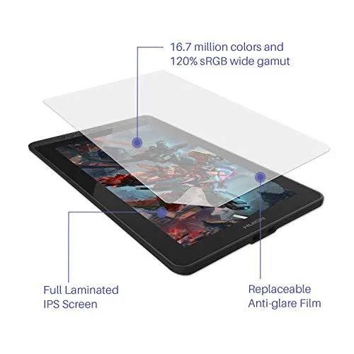 2020 Huion Kamvas 13 Android Support Drawing Tablet Monitor with Full Laminated Screen Battery-Free Stylus 8192 Pressure Sensitivity Tilt 8 Express Keys Adjustable Stand (Purple with Stand)