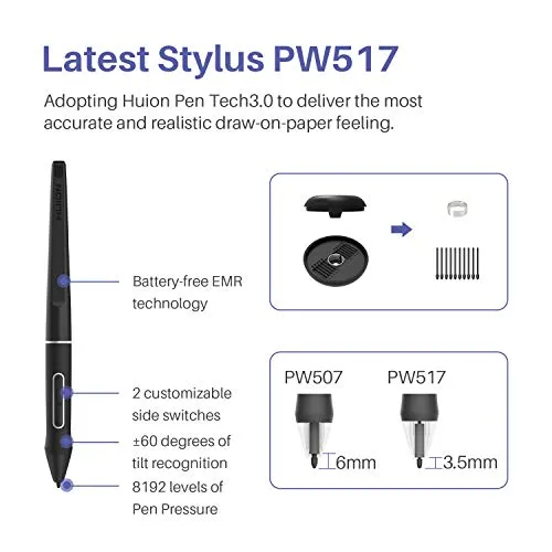 2020 Huion Kamvas 13 Android Support Drawing Tablet Monitor with Full Laminated Screen Battery-Free Stylus 8192 Pressure Sensitivity Tilt 8 Express Keys Adjustable Stand (Purple with Stand)