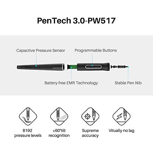 2021 HUION KAMVAS 12 Graphics Drawing Tablet with Full Lamination Screen Battery-Free Stylus Tilt Adjustable Stand 2 Gloves Android Support , Black