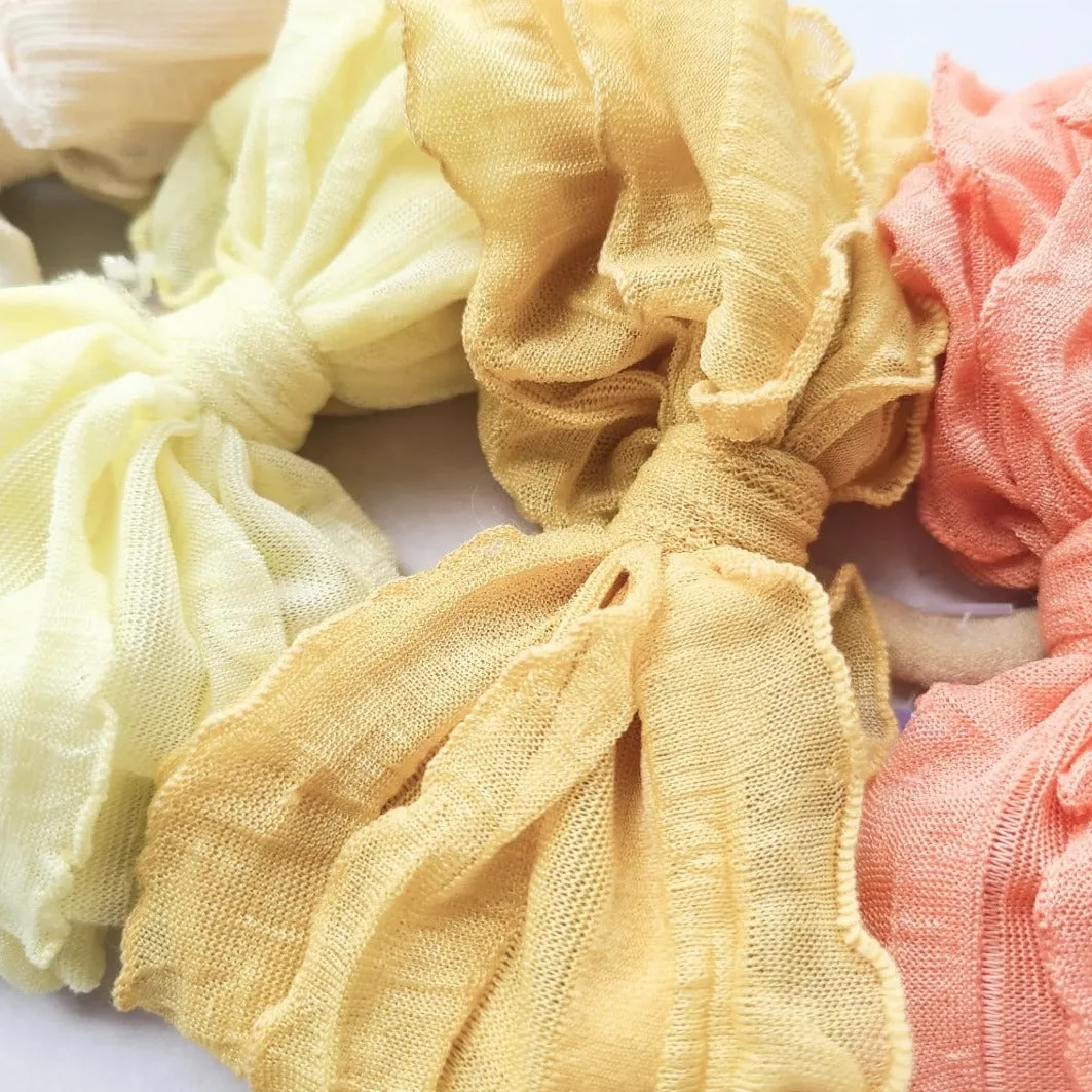 4.5" Shabby Chic Crinkle Bow & Soft Nylon Headband (CLICK FOR COLOR OPTIONS)