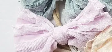 4.5" Shabby Chic Crinkle Bow & Soft Nylon Headband (CLICK FOR COLOR OPTIONS)