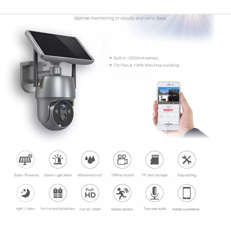 4G Wireless Solar Network Two-Way Audio Cctv Security Camera Q-Sx01
