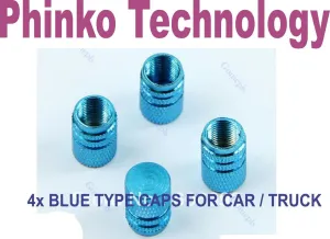4X BLUE Wheel Tyre Tire Valve Stems Air Dust Cover Screw Caps for Car and Bike