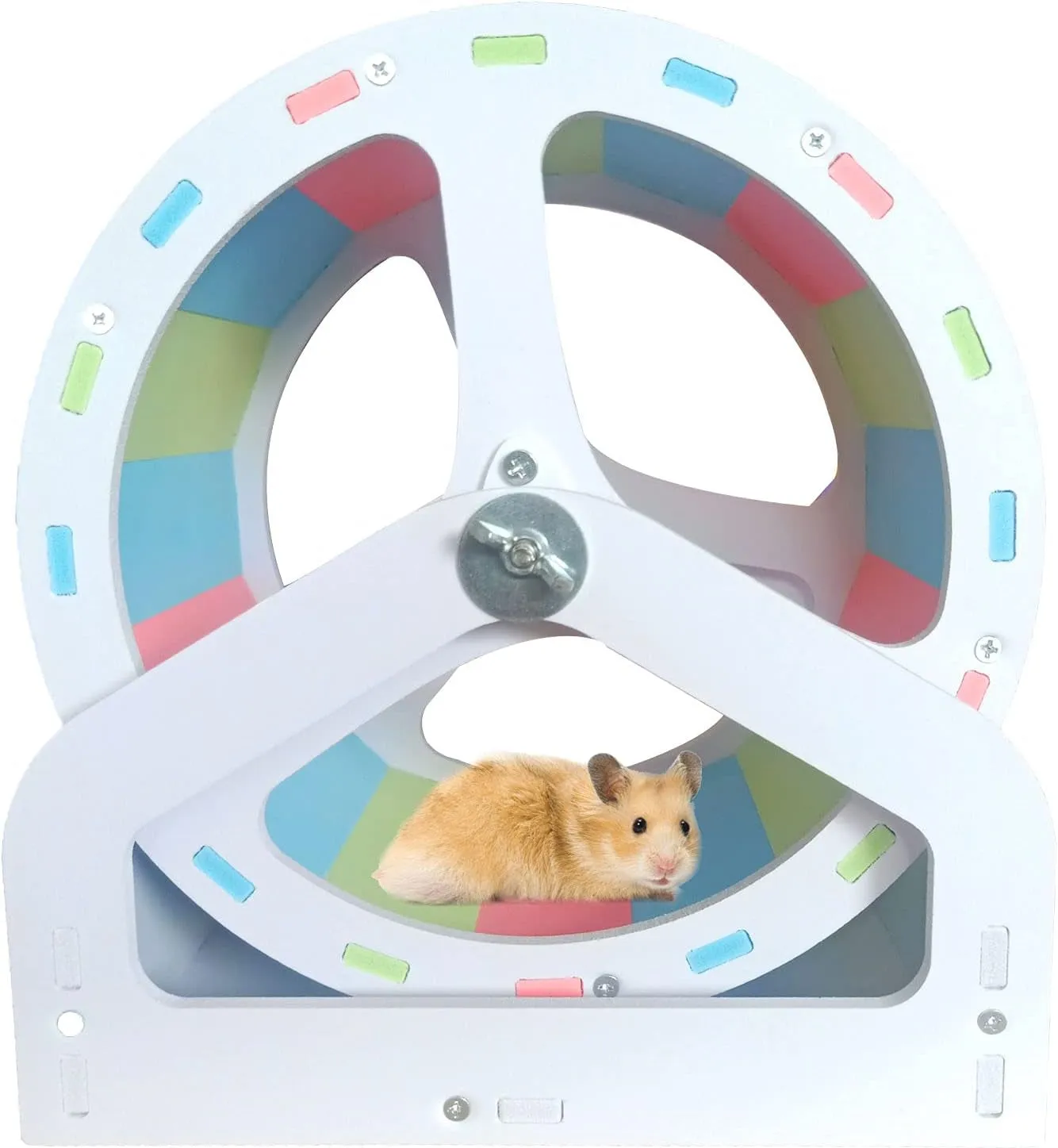 8.2 Inch Hamster Wheel,Silent Hamster Exercise Wheels,Hamster Supplies,Small Pet Bracket Running Wheel,Wooden Running Wheel Toys for Hamsters Gerbils Mice or Other Small Animals(Colourful)
