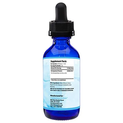 Absonturix Serrraptase Enzyme 120 Servings-4 Fl Oz-Serratiopeptidase Activity units-Anti oxidant 250000 spu per serving-Easy Absorption New Improved Formula Made in USA
