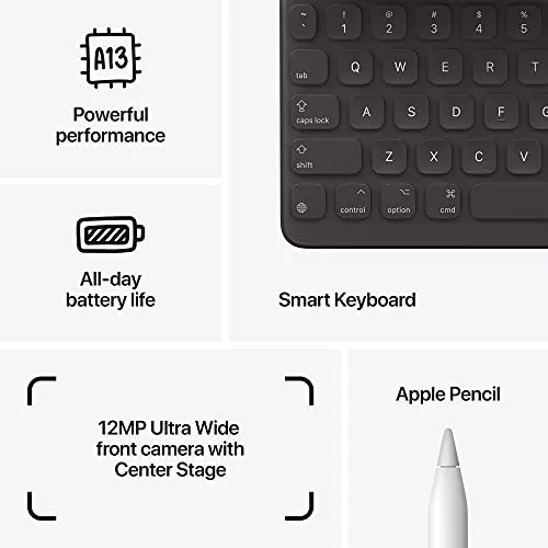 Apple iPad (9th Generation): with A13 Bionic chip, 10.2-inch Retina Display, 256GB, Wi-Fi, 12MP front/8MP Back Camera, Touch ID, All-Day Battery Life – Space Gray