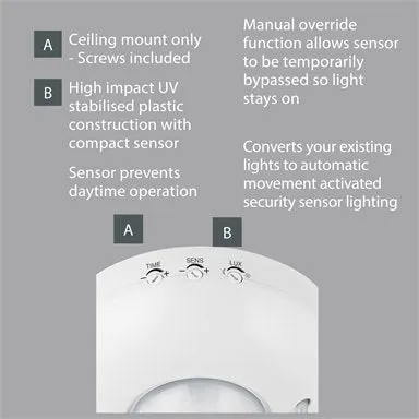 Arlec Otrera Movement Activated Surface Mount Ceiling Sensor / White