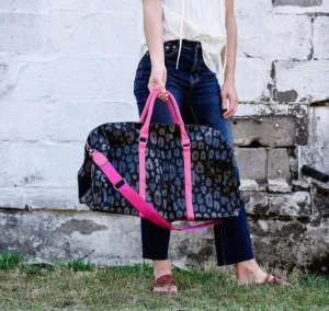 Black & Pink Leopard Duffle