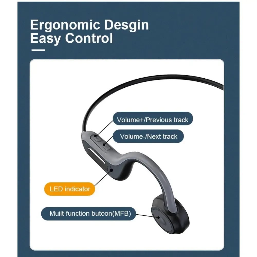 Bluetooth 5.0 Bone Conduction Built-in 8g Memory Card Earphones