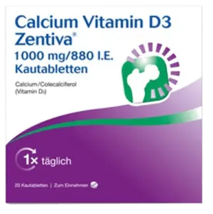Calcium and vitamin d3, Zentiva 1000 mg/880 IU chewable tablets