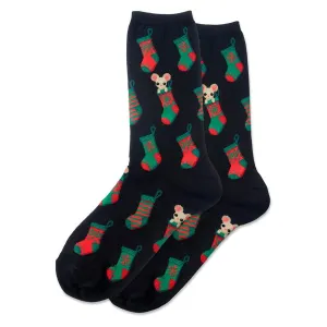 Christmas Mouse (Black) Women's Crew Socks