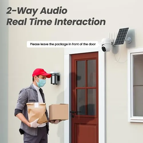 Cinnado Security Cameras Wireless Outdoor-2K Cameras for Home Security Outside Solar/Battery Powered 2.4G WiFi, 360° Color Night Vision, 2 Way Audio, PIR Human Detection, Works with Alexa/Google Home