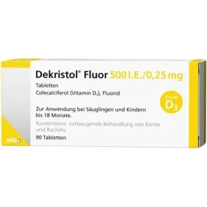 Colecalciferol (vitamin D3) and fluoride, DEKRISTOL Fluor 500 IU tablets