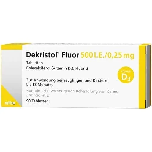 Colecalciferol (vitamin D3) and fluoride, DEKRISTOL Fluor 500 IU tablets