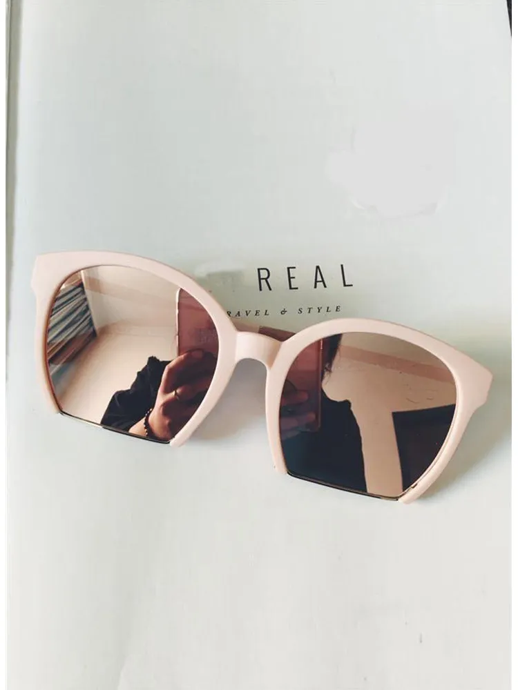 Creative half frame sunglasses female macaron color sunglasses