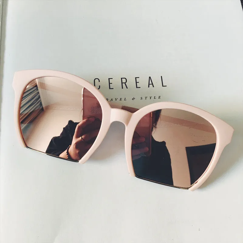 Creative half frame sunglasses female macaron color sunglasses