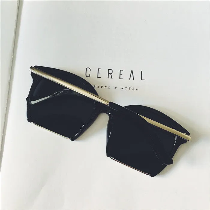 Creative half frame sunglasses female macaron color sunglasses
