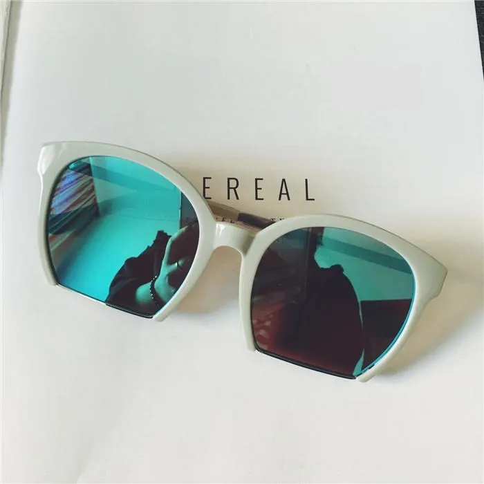 Creative half frame sunglasses female macaron color sunglasses