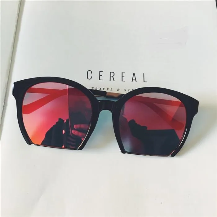 Creative half frame sunglasses female macaron color sunglasses