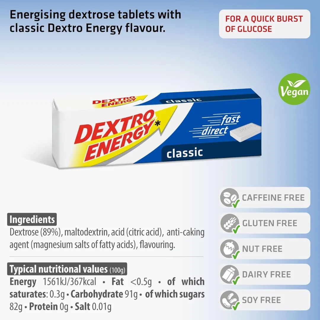 Dextro Energy Classic Tablets, 47 g Pack of 14*24, Energy Tablets (T)