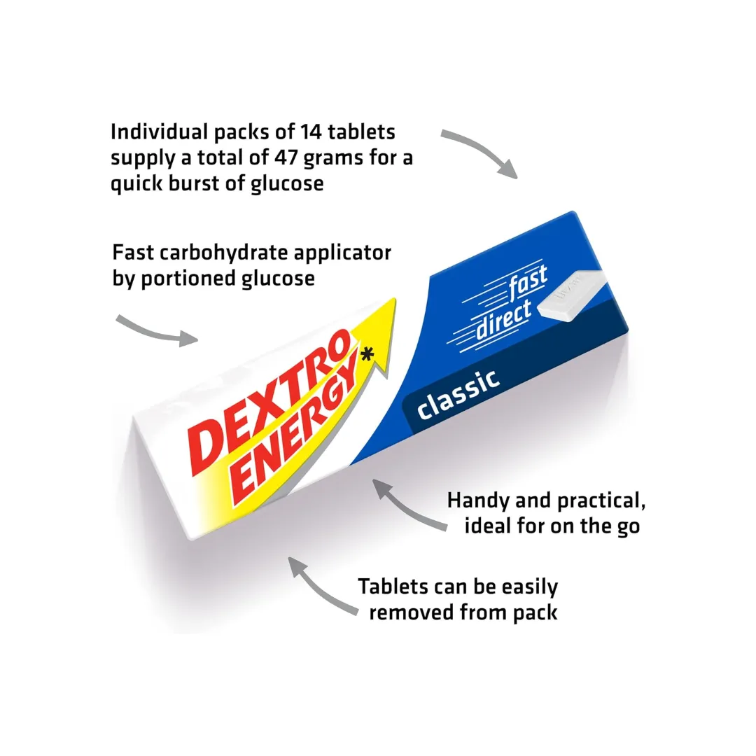 Dextro Energy Classic Tablets, 47 g Pack of 14*24, Energy Tablets (T)
