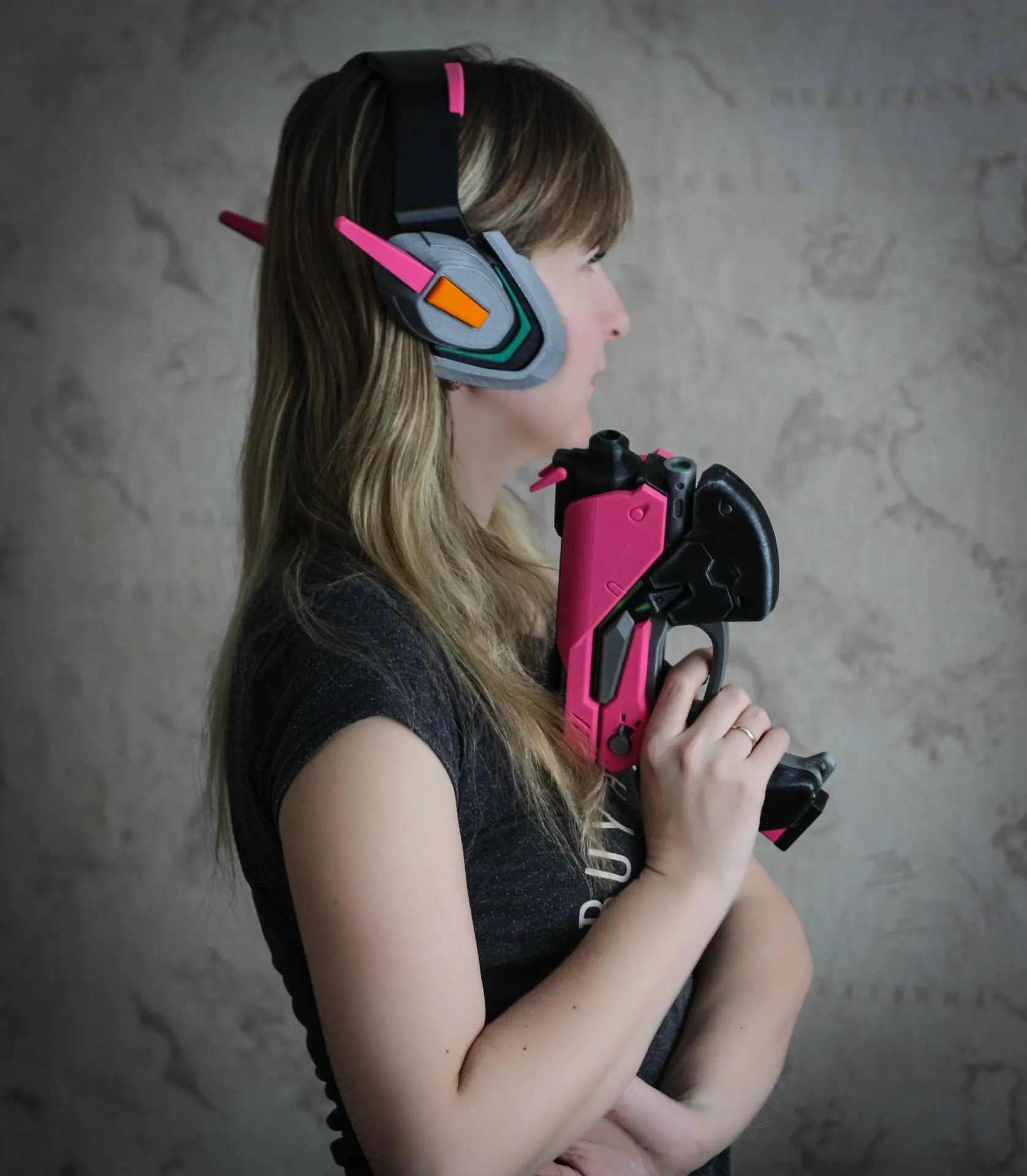 D.Va Cosplay Headset – Officer D.Va Headphones Prop for Cosplay Fans