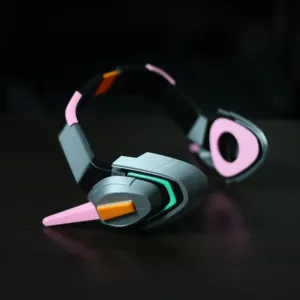 D.Va Cosplay Headset – Officer D.Va Headphones Prop for Cosplay Fans