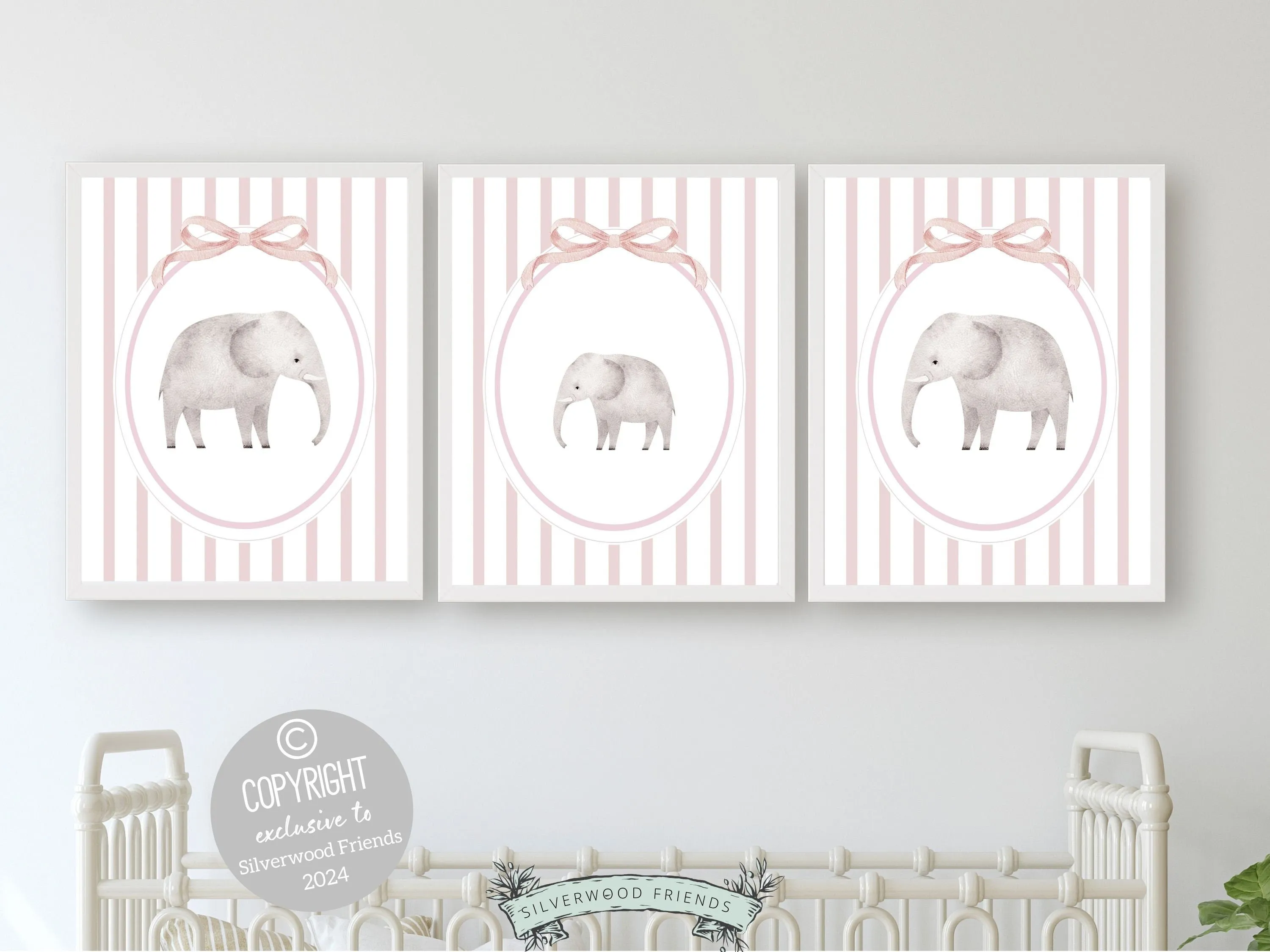 Elephant Family Nursery Print Set of 3