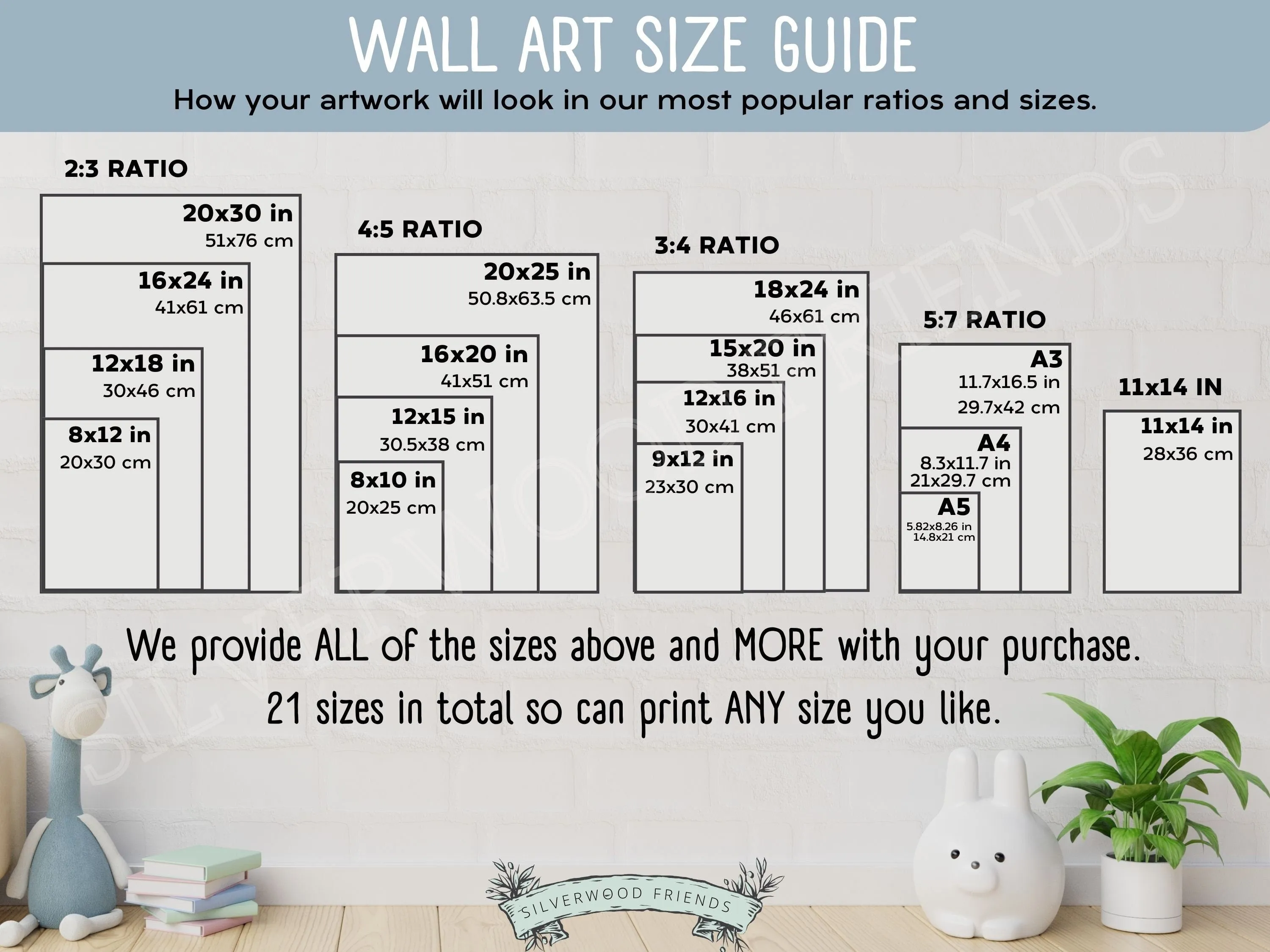 Elephant Family Nursery Print Set of 3