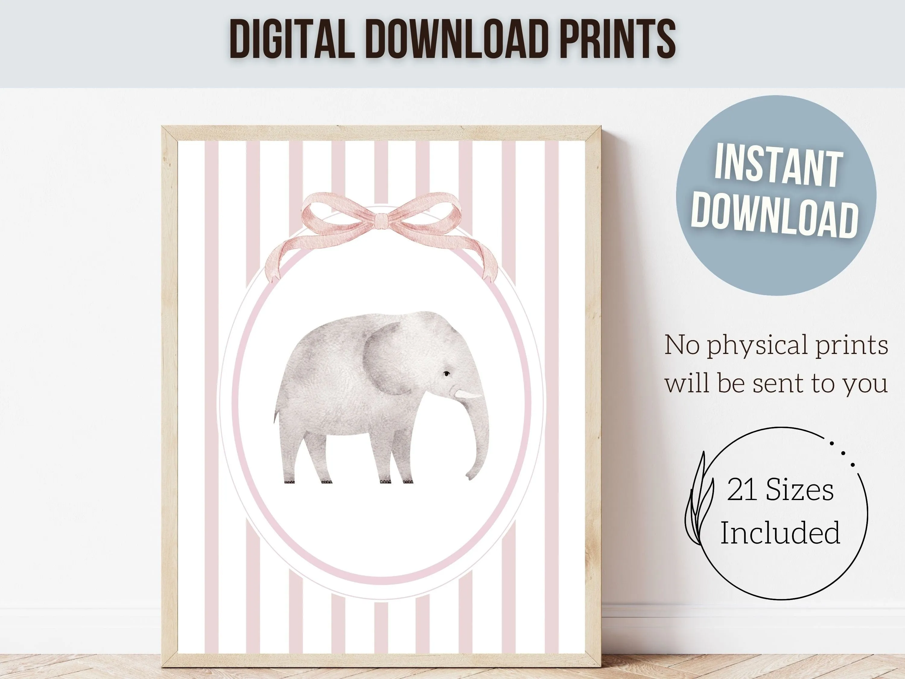 Elephant Family Nursery Print Set of 3