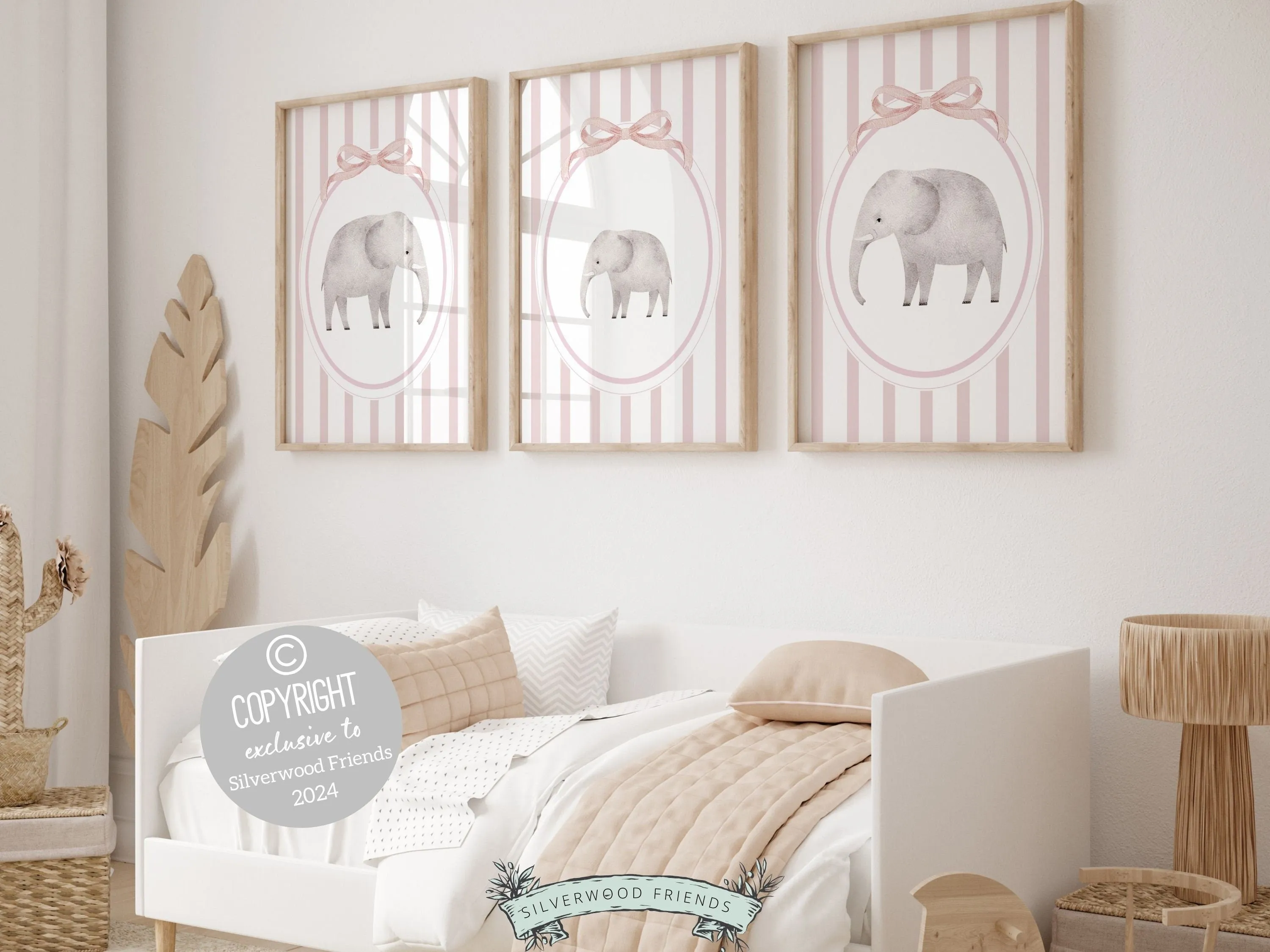 Elephant Family Nursery Print Set of 3