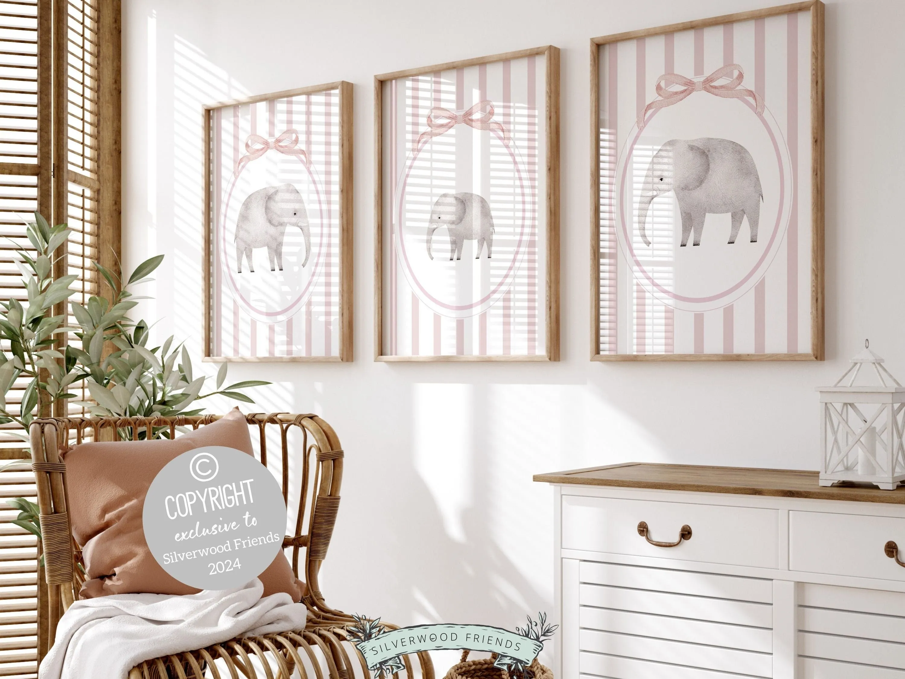 Elephant Family Nursery Print Set of 3