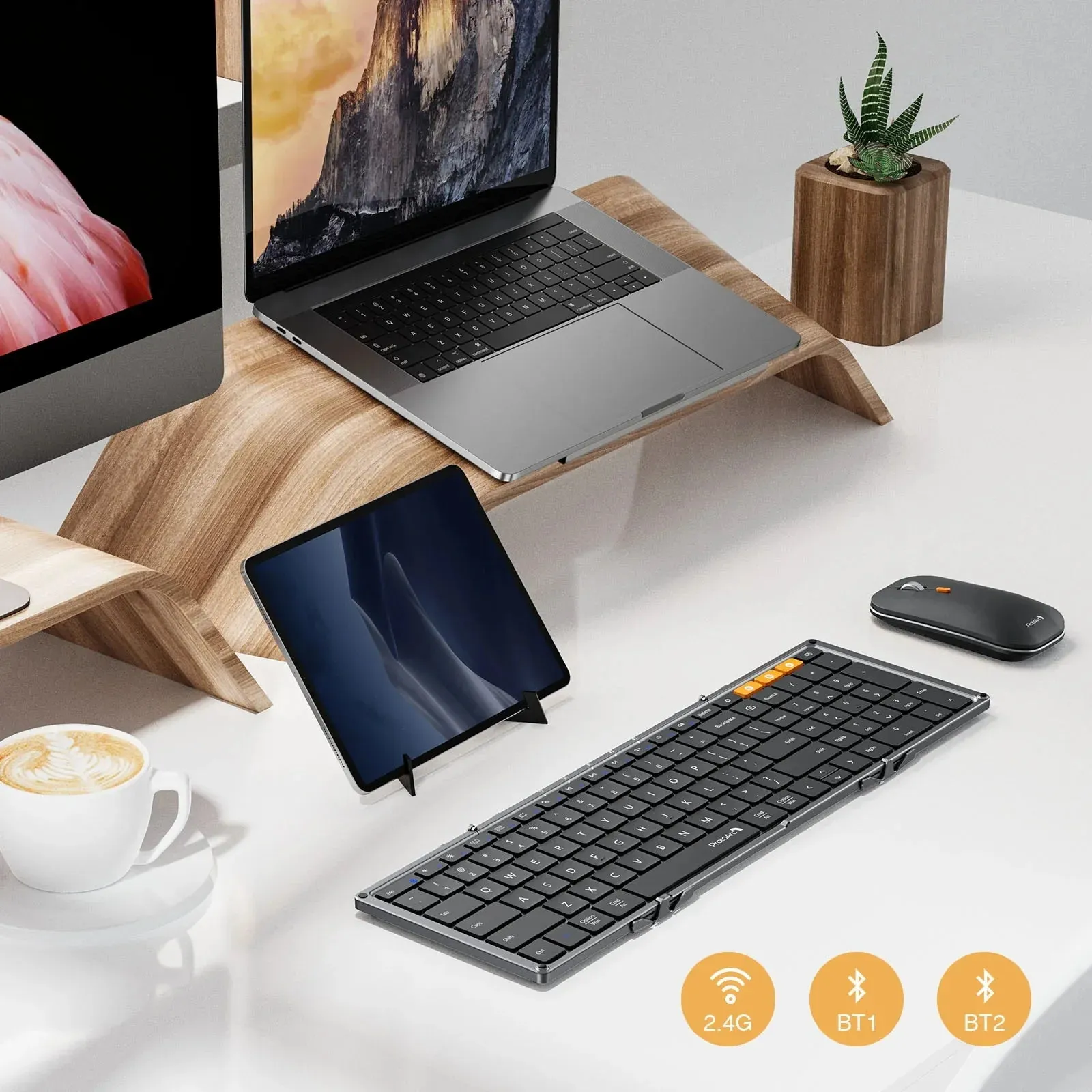 Foldable Mouse and Keyboard Folding Bluetooth Wireless Mice Keyboards for Business Travel Laptop