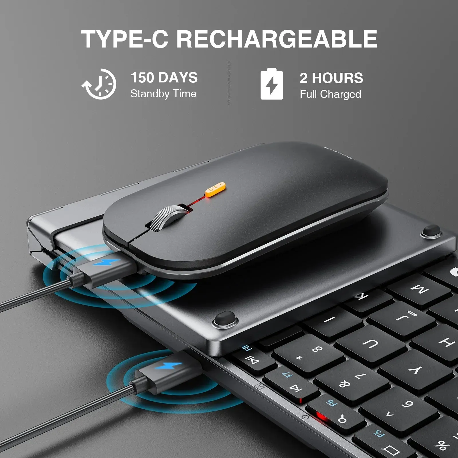 Foldable Mouse and Keyboard Folding Bluetooth Wireless Mice Keyboards for Business Travel Laptop