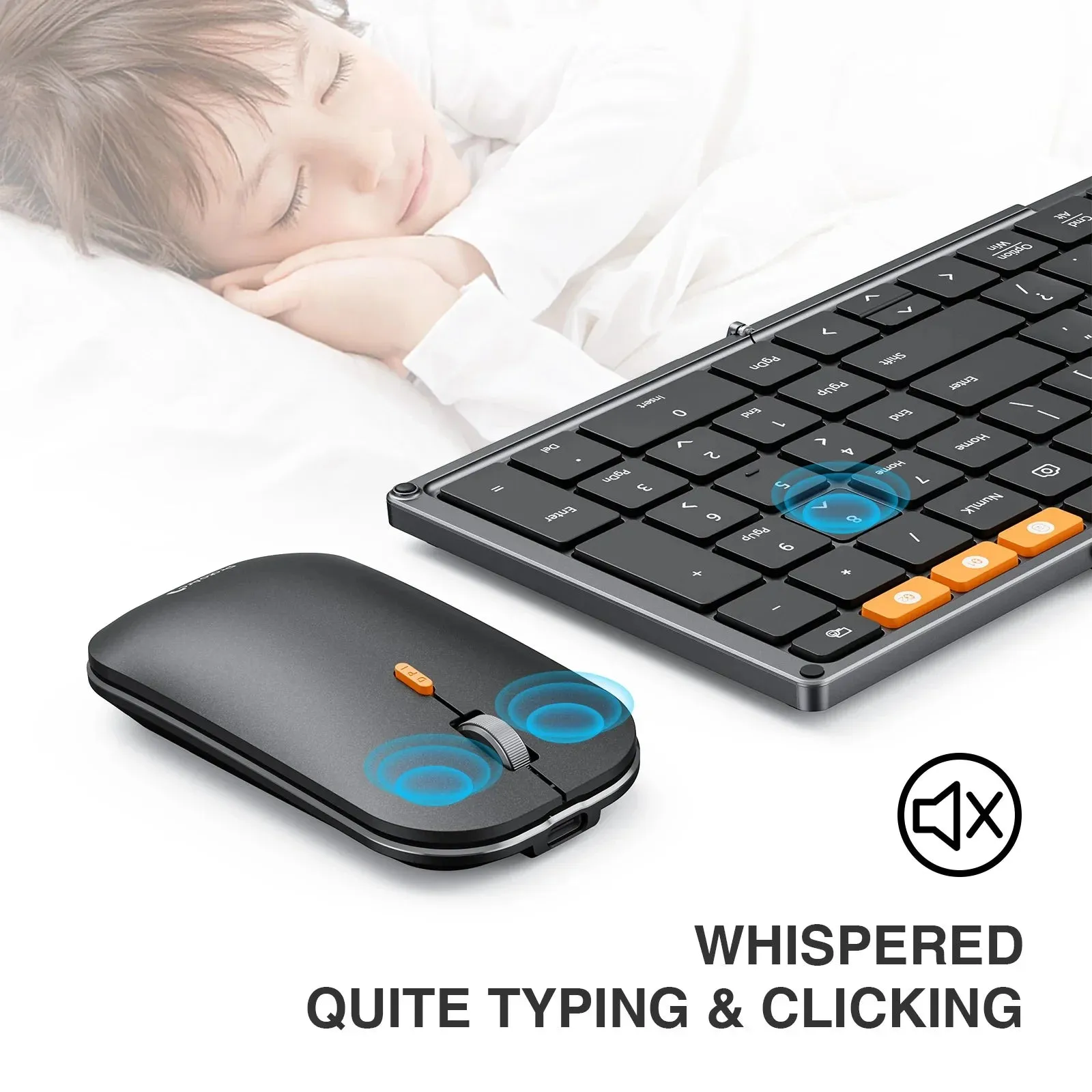 Foldable Mouse and Keyboard Folding Bluetooth Wireless Mice Keyboards for Business Travel Laptop
