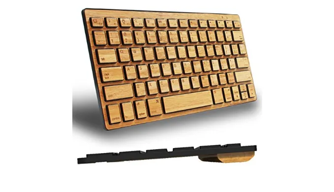 GREAT GIFT: Custom Carved Bamboo Bluetooth Mini Keyboard - Ships Quick!