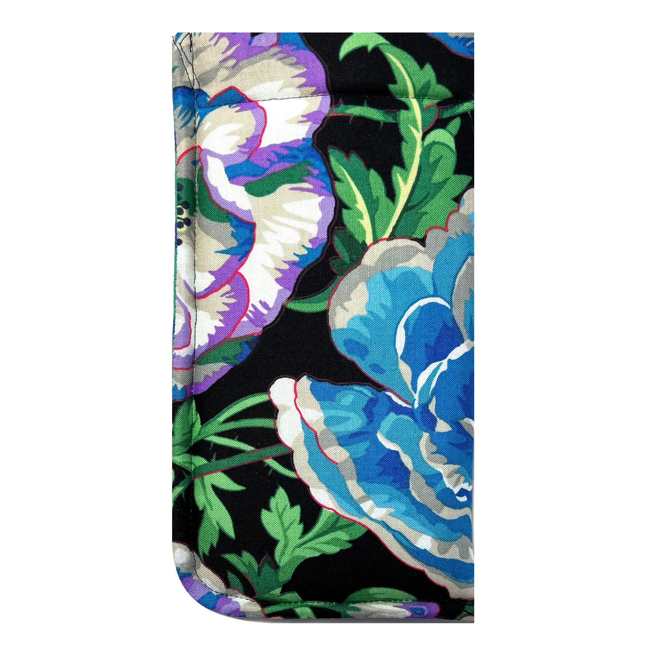 Handcrafted Colorful Blue Floral Eyeglass Padded Lined Case
