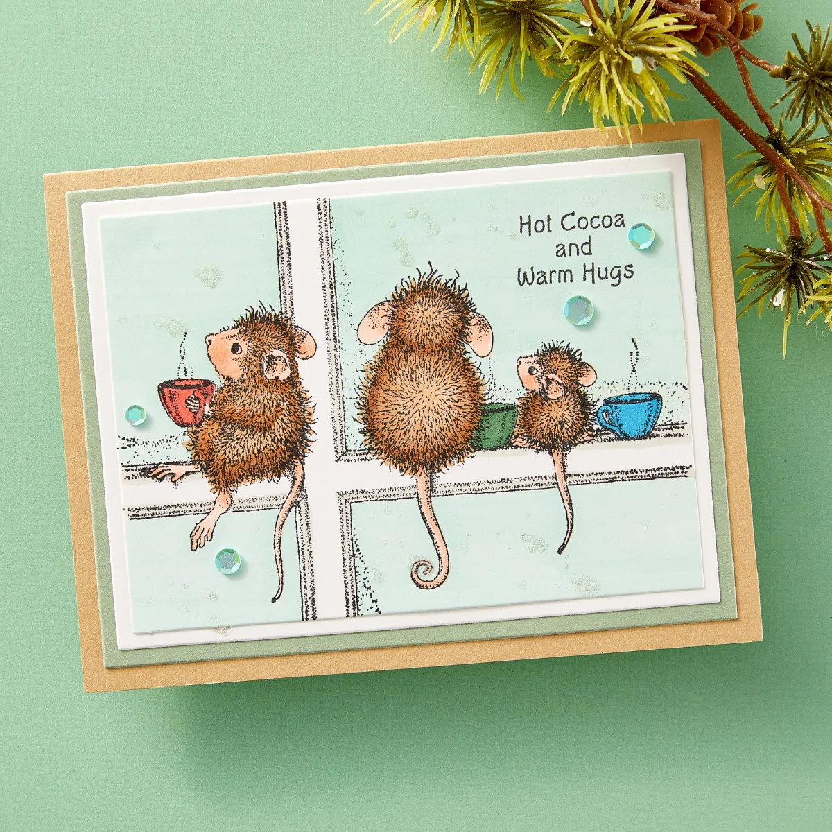 Hot Cocoa Day Cling Rubber Stamp Set from the House-Mouse Holiday Friends Collection