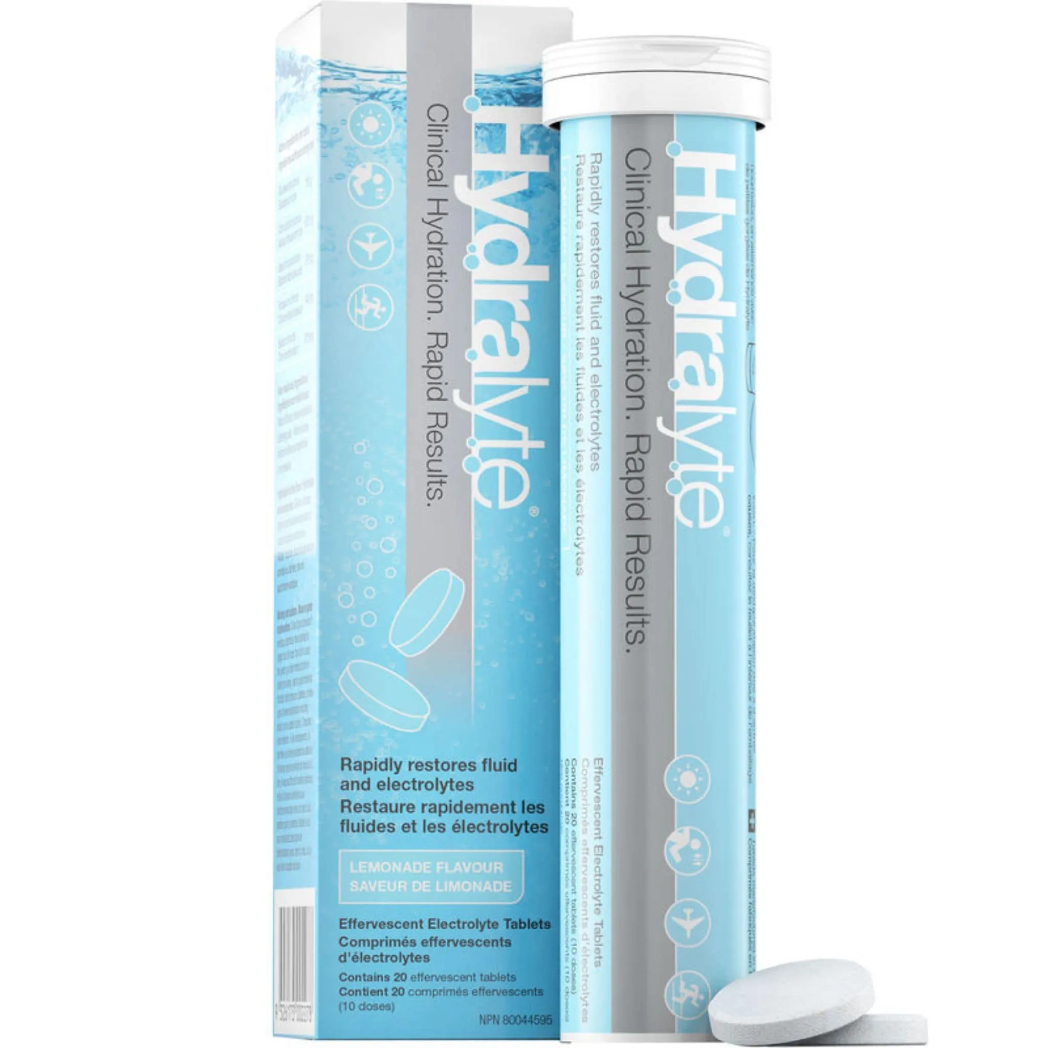 HydraLyte Effervescent Electrolyte Tablets, Rehydrates Faster Than Water, 20 Tablets