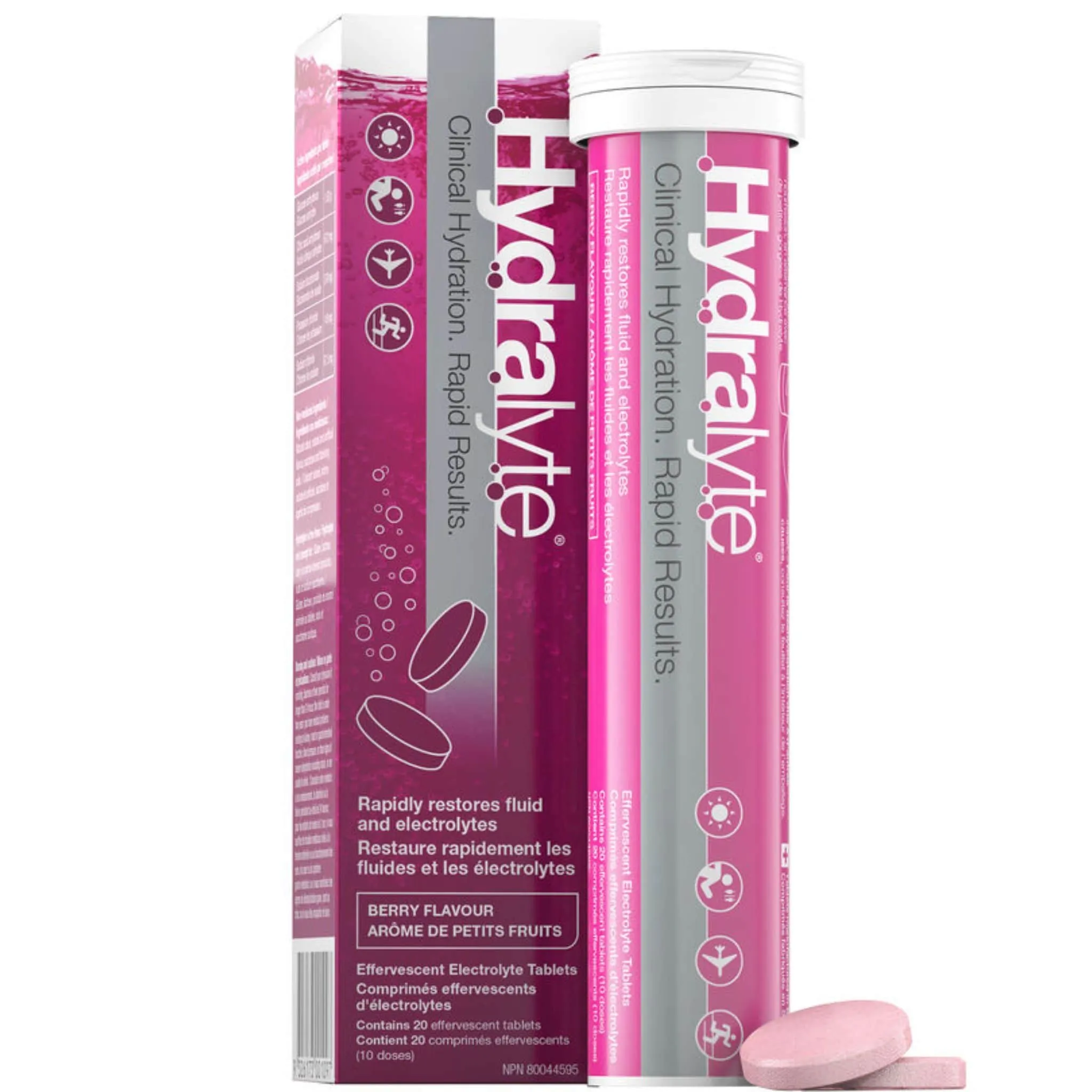 HydraLyte Effervescent Electrolyte Tablets, Rehydrates Faster Than Water, 20 Tablets